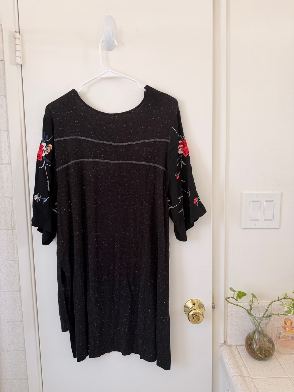 Free People Black Speckled Scoop Neck Top - Picture 4 of 4